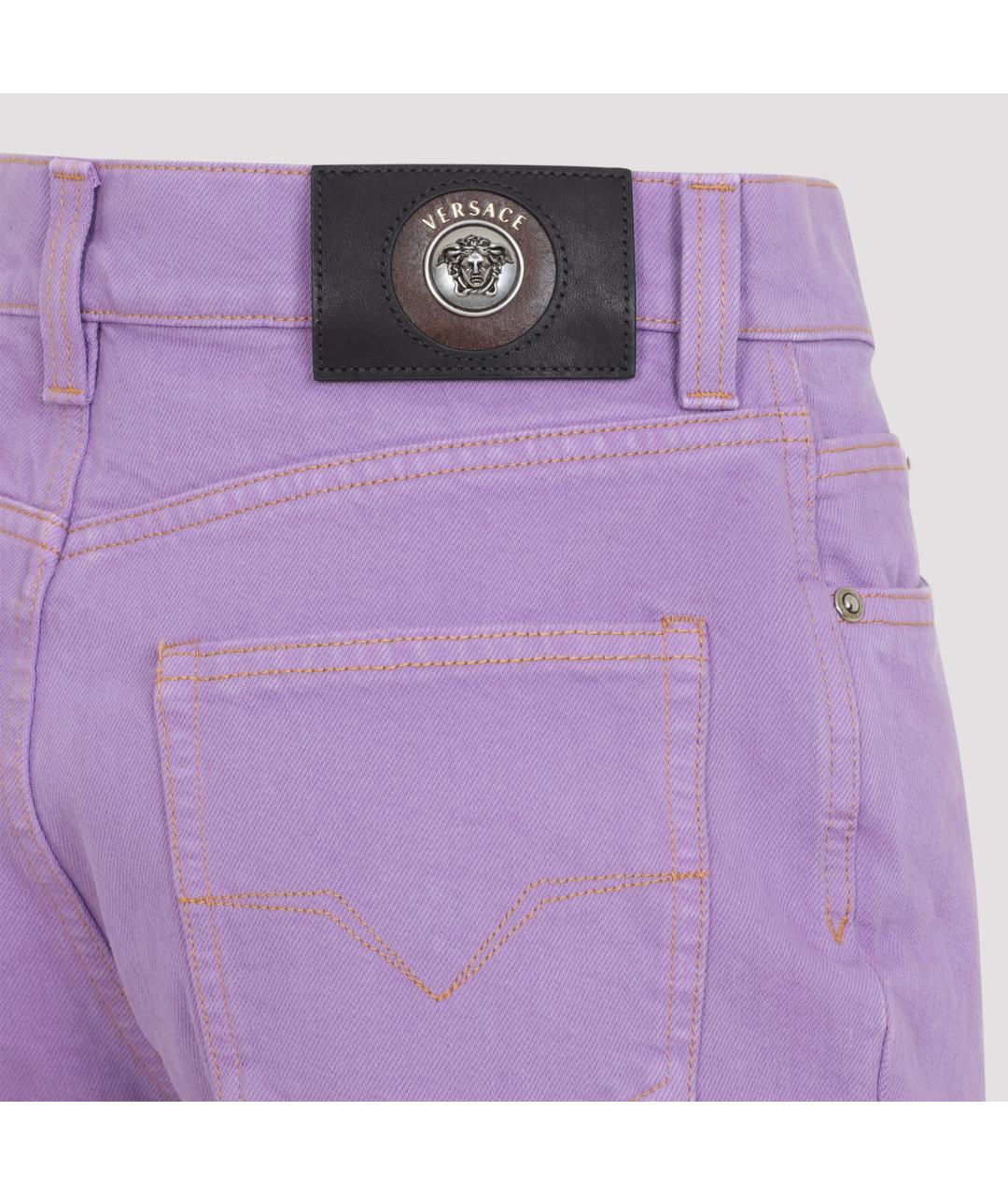 VERSACE Фиолетовые хлопковые прямые джинсы, фото 3