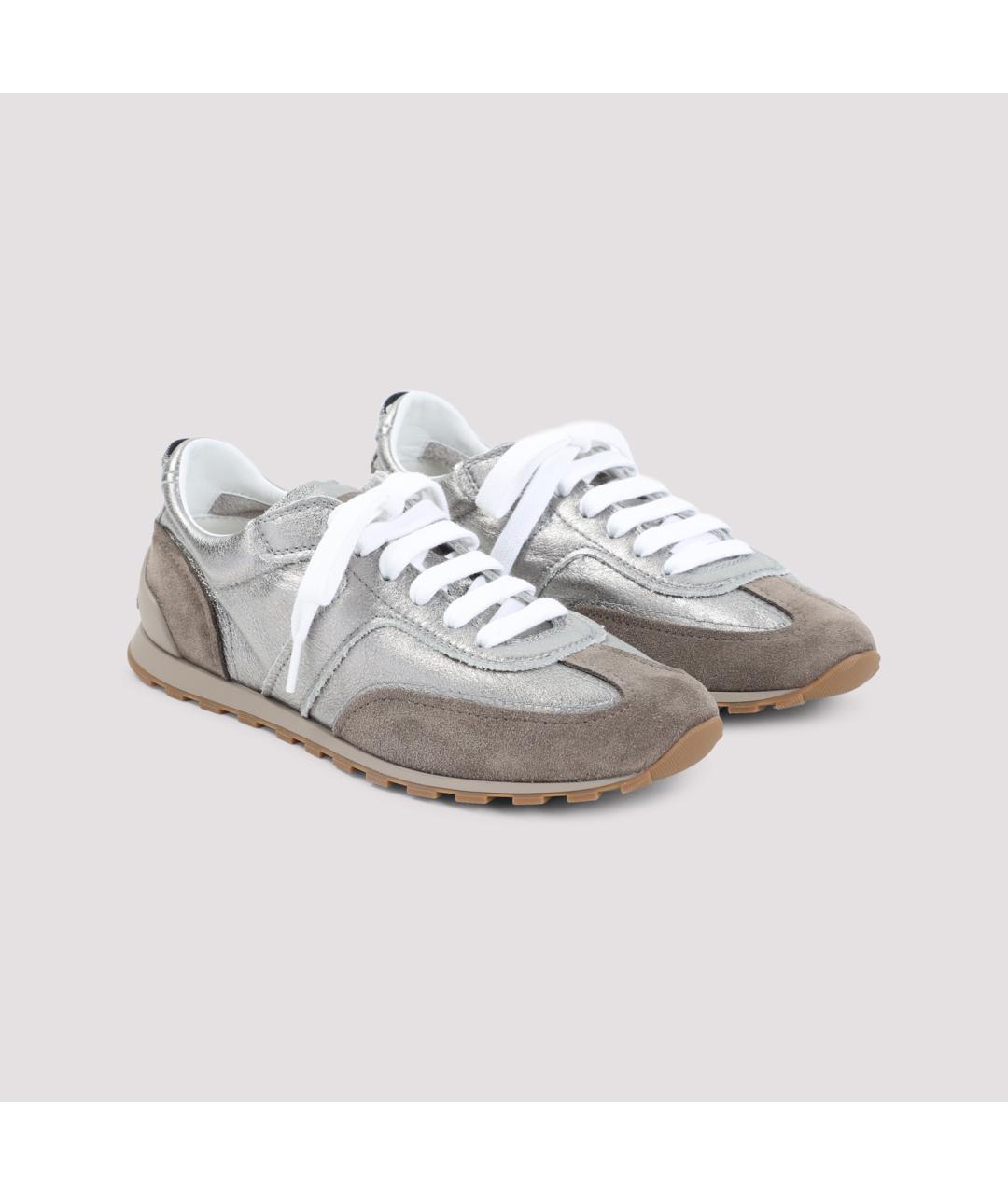 BRUNELLO CUCINELLI Серые кожаные кроссовки, фото 3