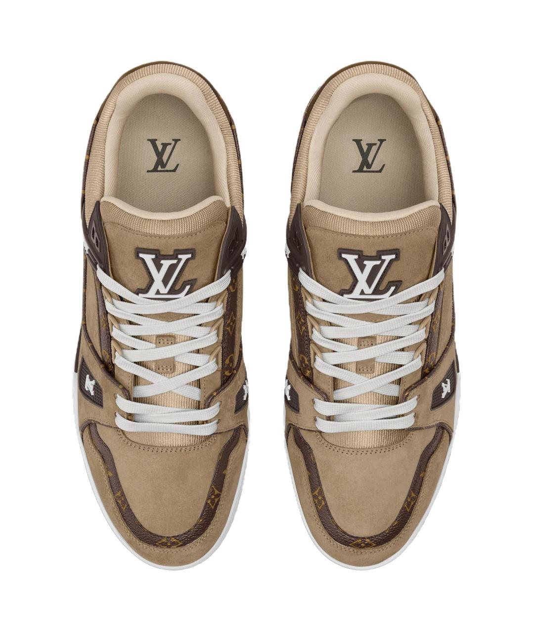 LOUIS VUITTON Коричневые кожаные низкие кроссовки / кеды, фото 4