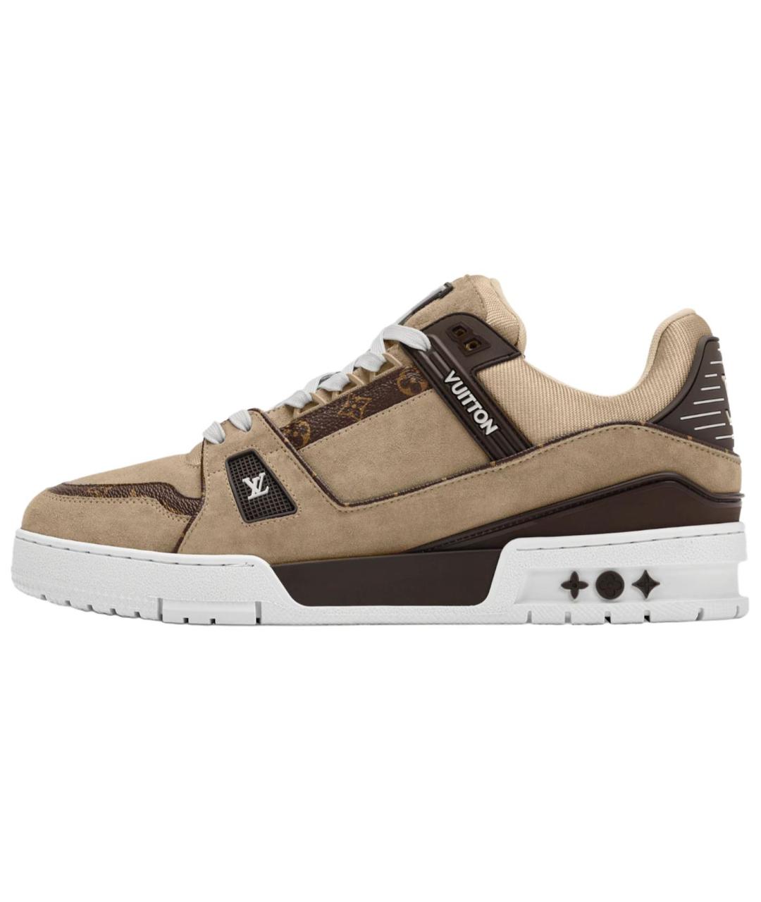 LOUIS VUITTON Коричневые кожаные низкие кроссовки / кеды, фото 2