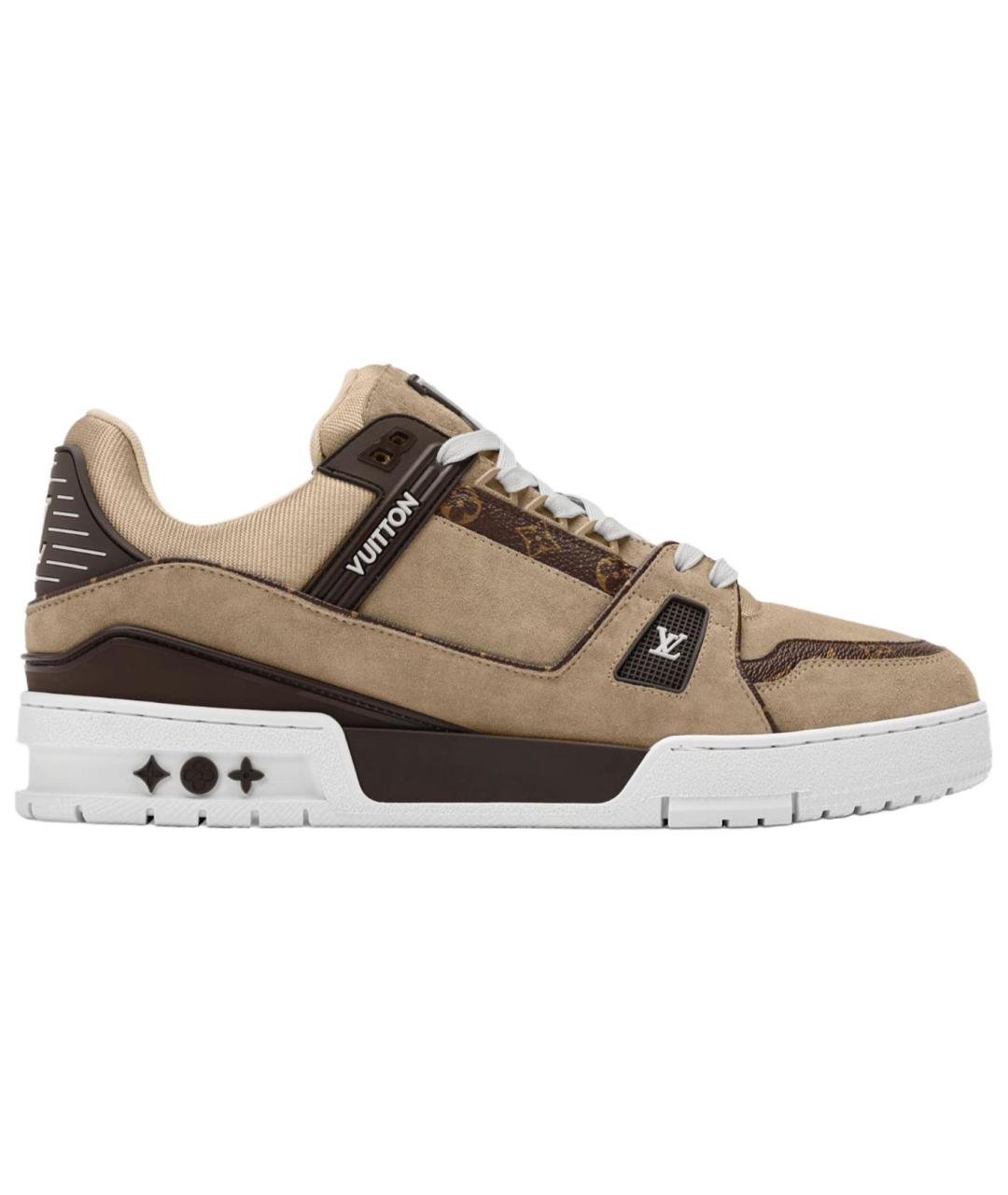 LOUIS VUITTON Коричневые кожаные низкие кроссовки / кеды, фото 1