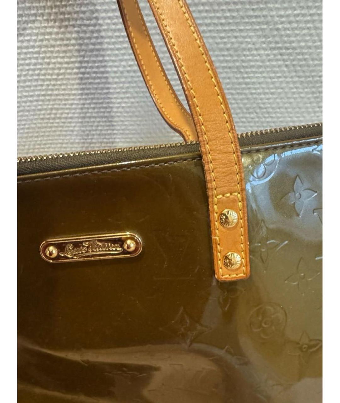 LOUIS VUITTON Хаки сумка тоут из лакированной кожи, фото 6