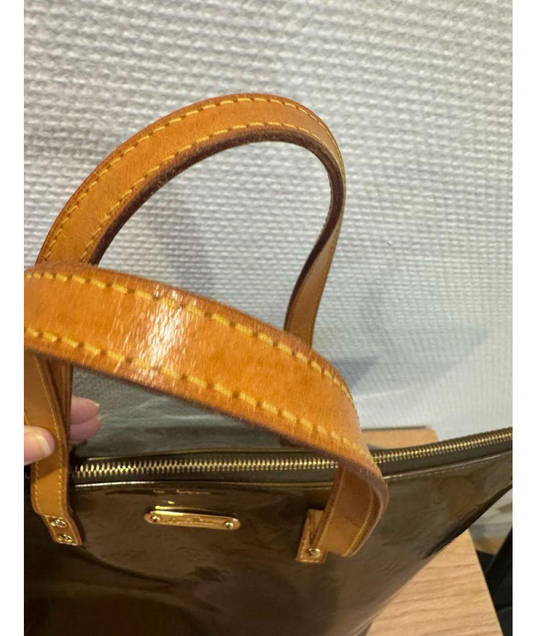 LOUIS VUITTON Хаки сумка тоут из лакированной кожи, фото 3