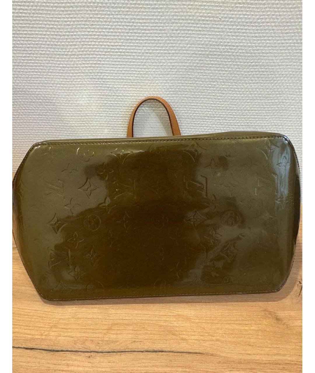LOUIS VUITTON Хаки сумка тоут из лакированной кожи, фото 4