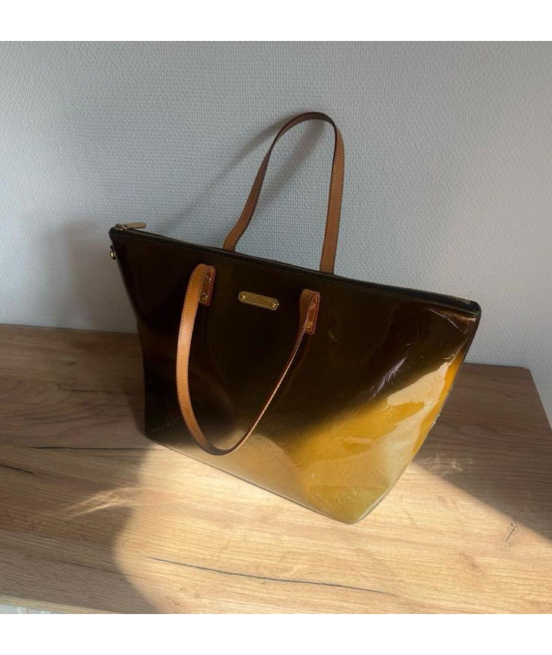 LOUIS VUITTON Хаки сумка тоут из лакированной кожи, фото 2