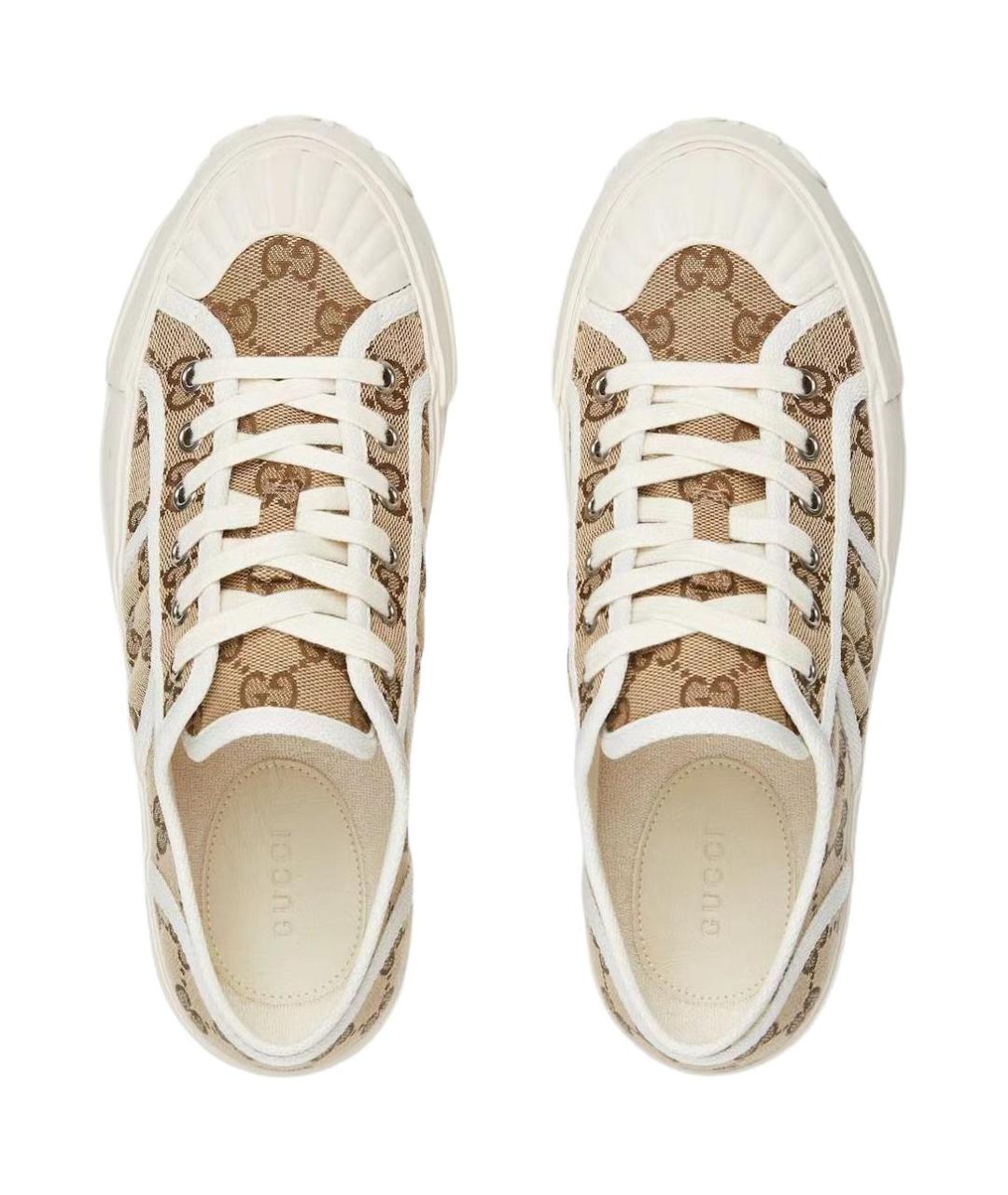 GUCCI Бежевые текстильные кроссовки, фото 4