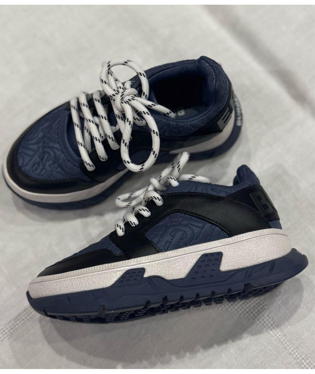 BURBERRY Темно-синие кожаные кеды, фото 5