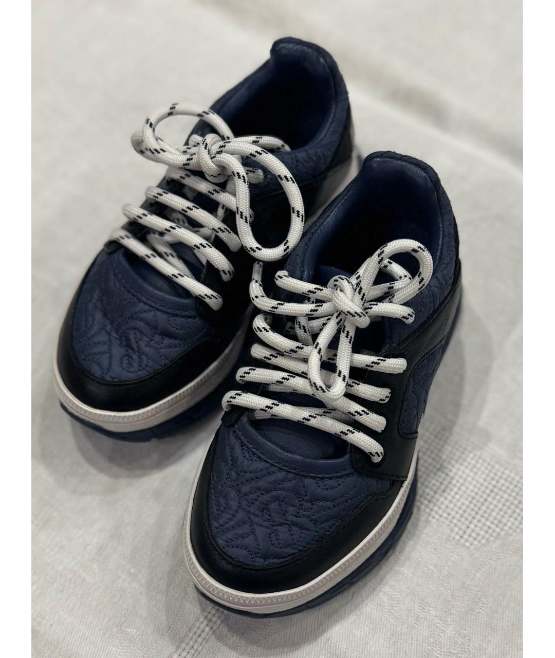 BURBERRY Темно-синие кожаные кеды, фото 2