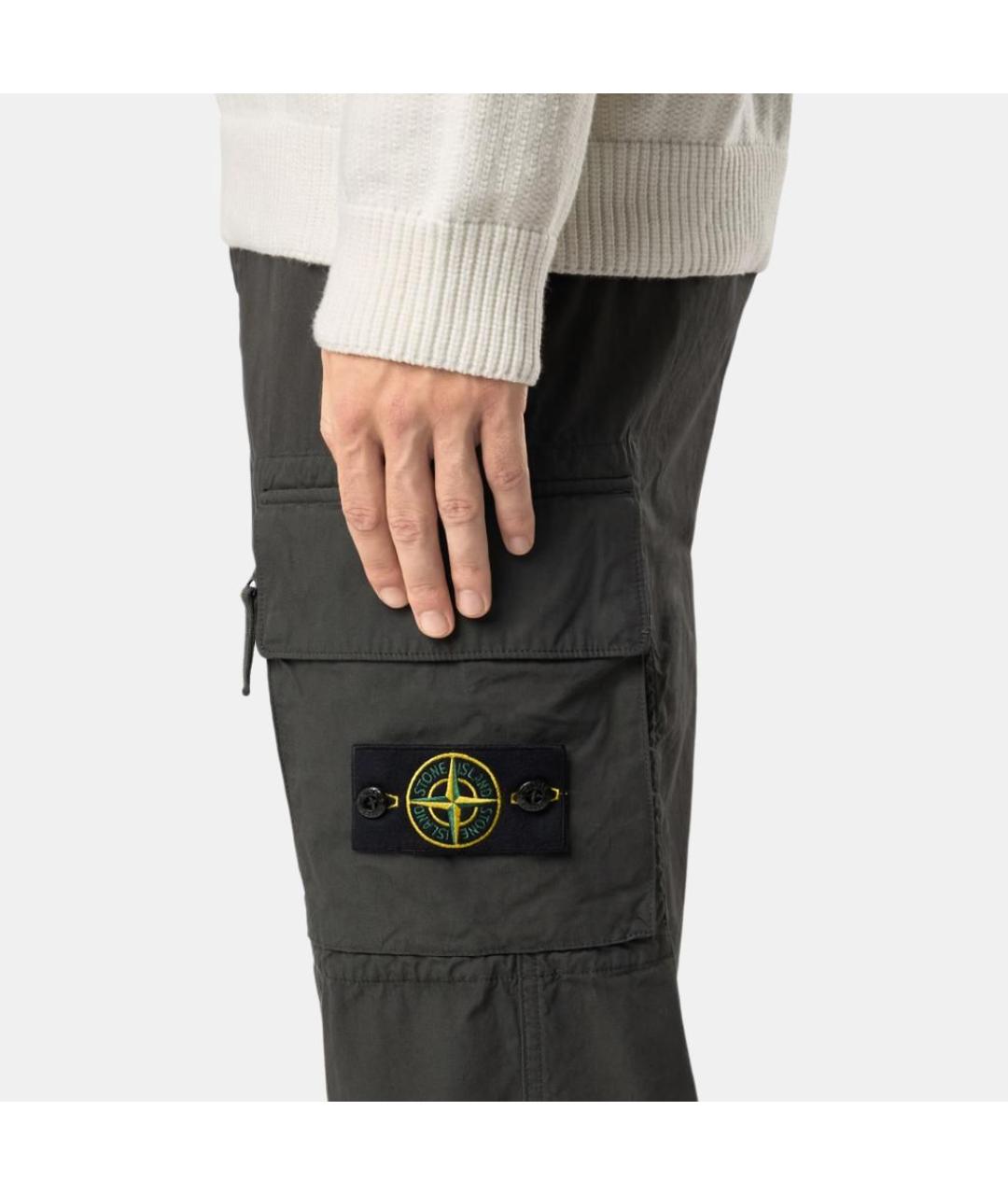 STONE ISLAND Серые повседневные брюки, фото 3