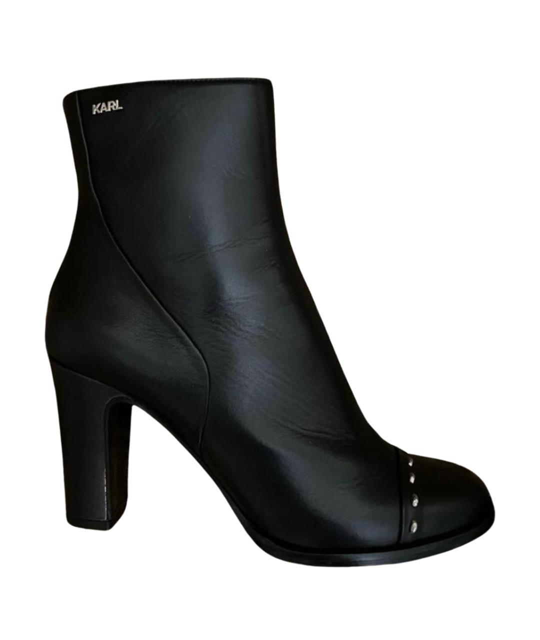 KARL LAGERFELD Черные кожаные ботильоны, фото 1