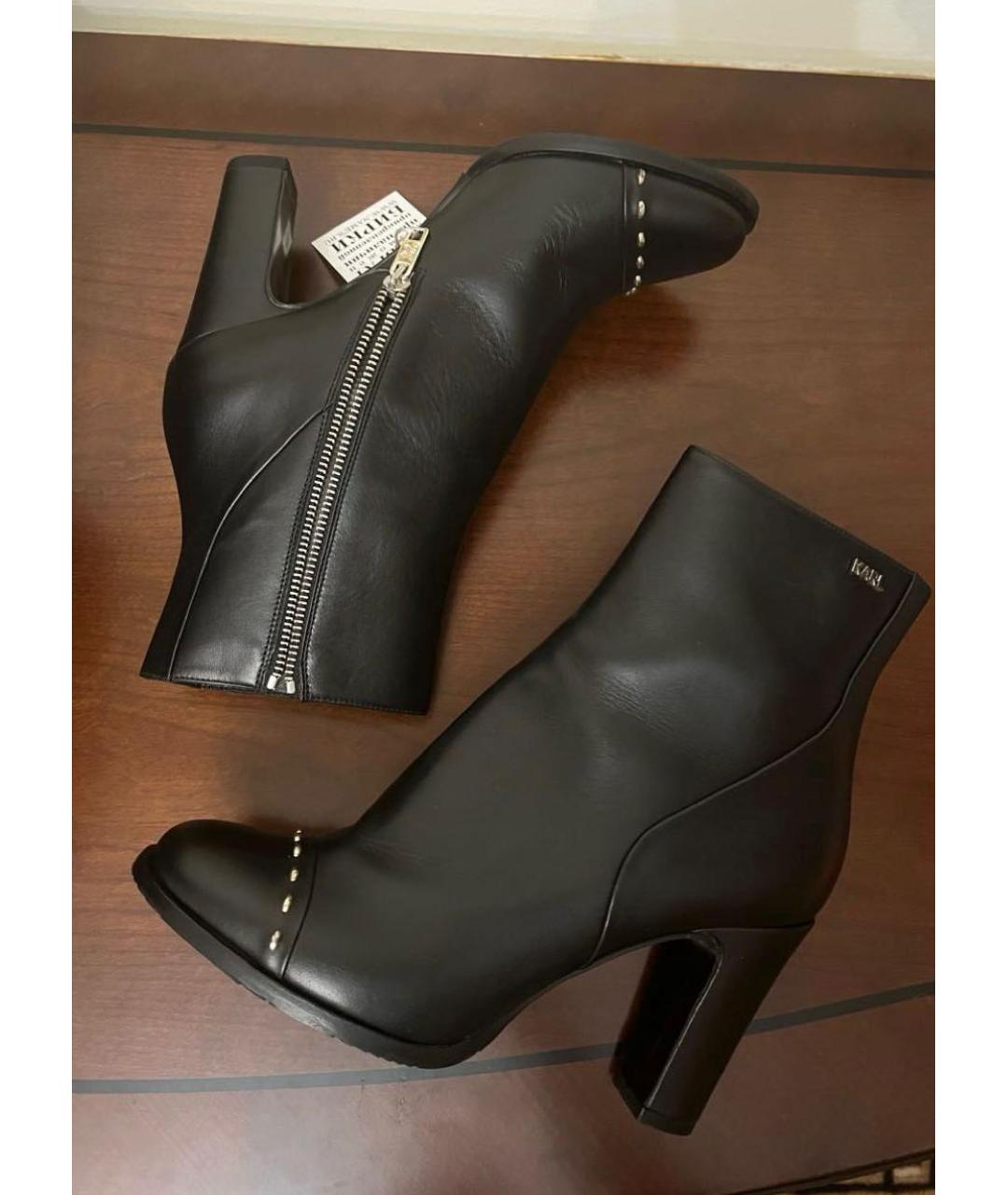 KARL LAGERFELD Черные кожаные ботильоны, фото 4