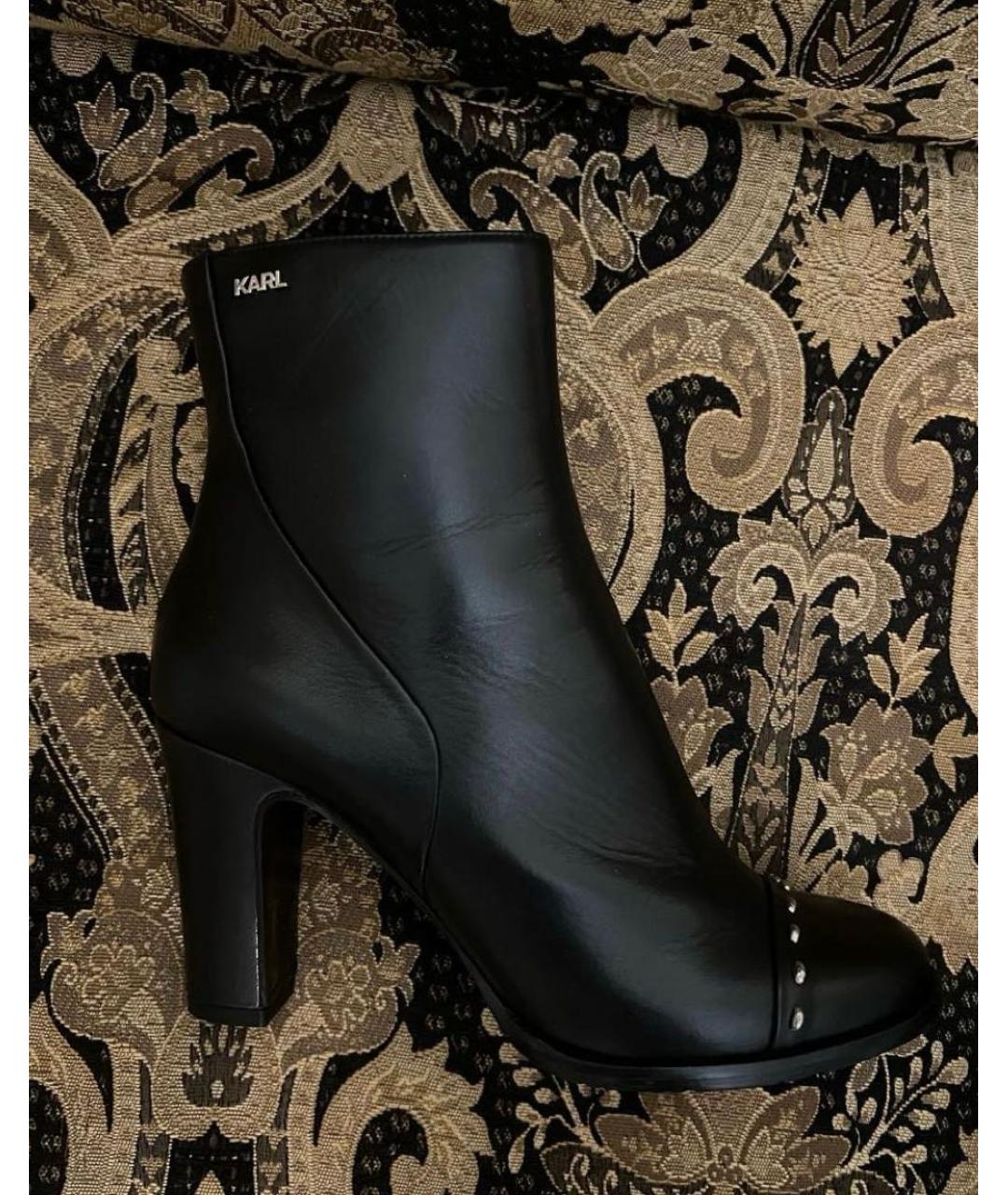 KARL LAGERFELD Черные кожаные ботильоны, фото 8