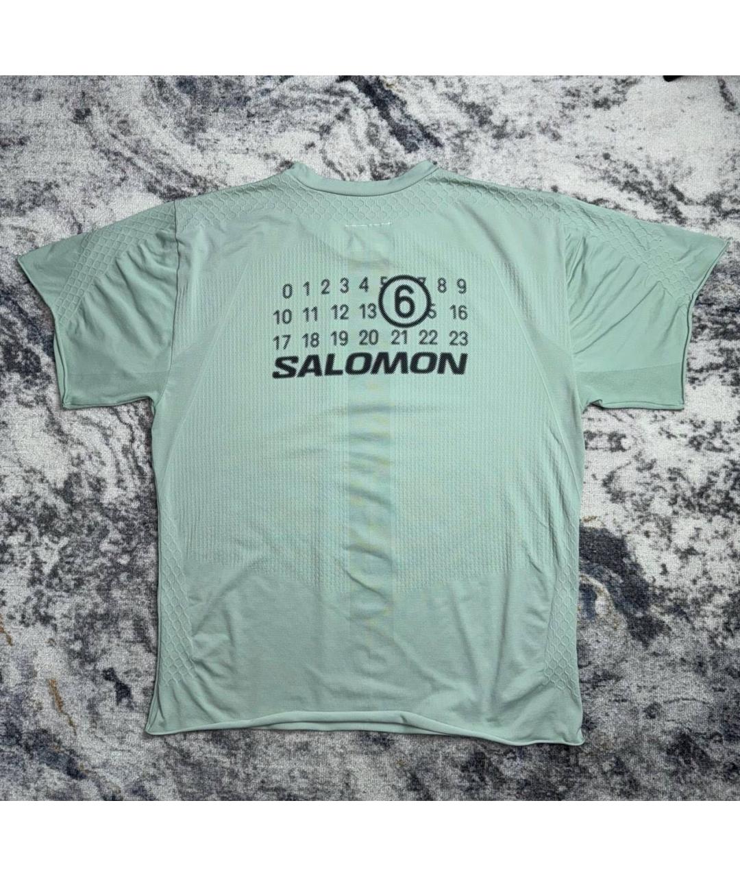 MM6 MAISON MARGIELA Бирюзовая хлопковая футболка, фото 2