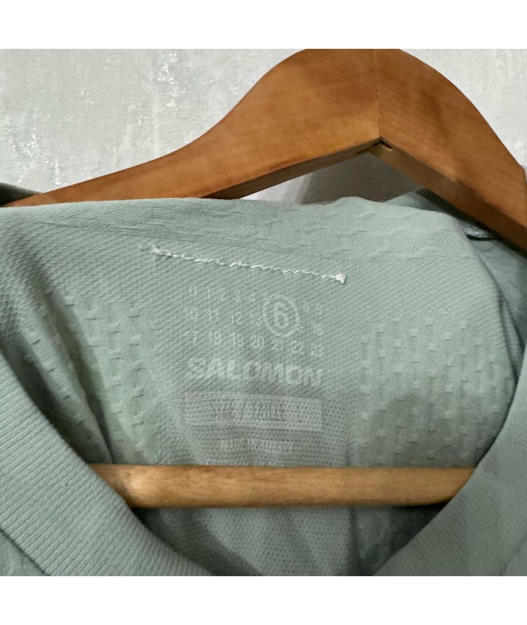 MM6 MAISON MARGIELA Бирюзовая хлопковая футболка, фото 5