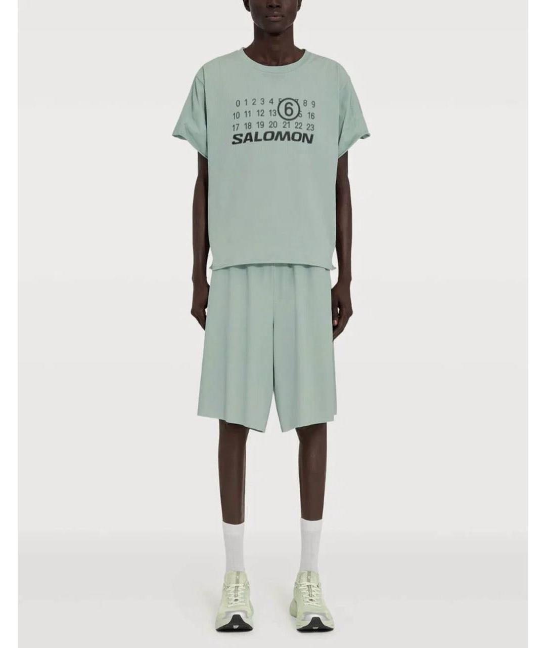 MM6 MAISON MARGIELA Бирюзовая хлопковая футболка, фото 6