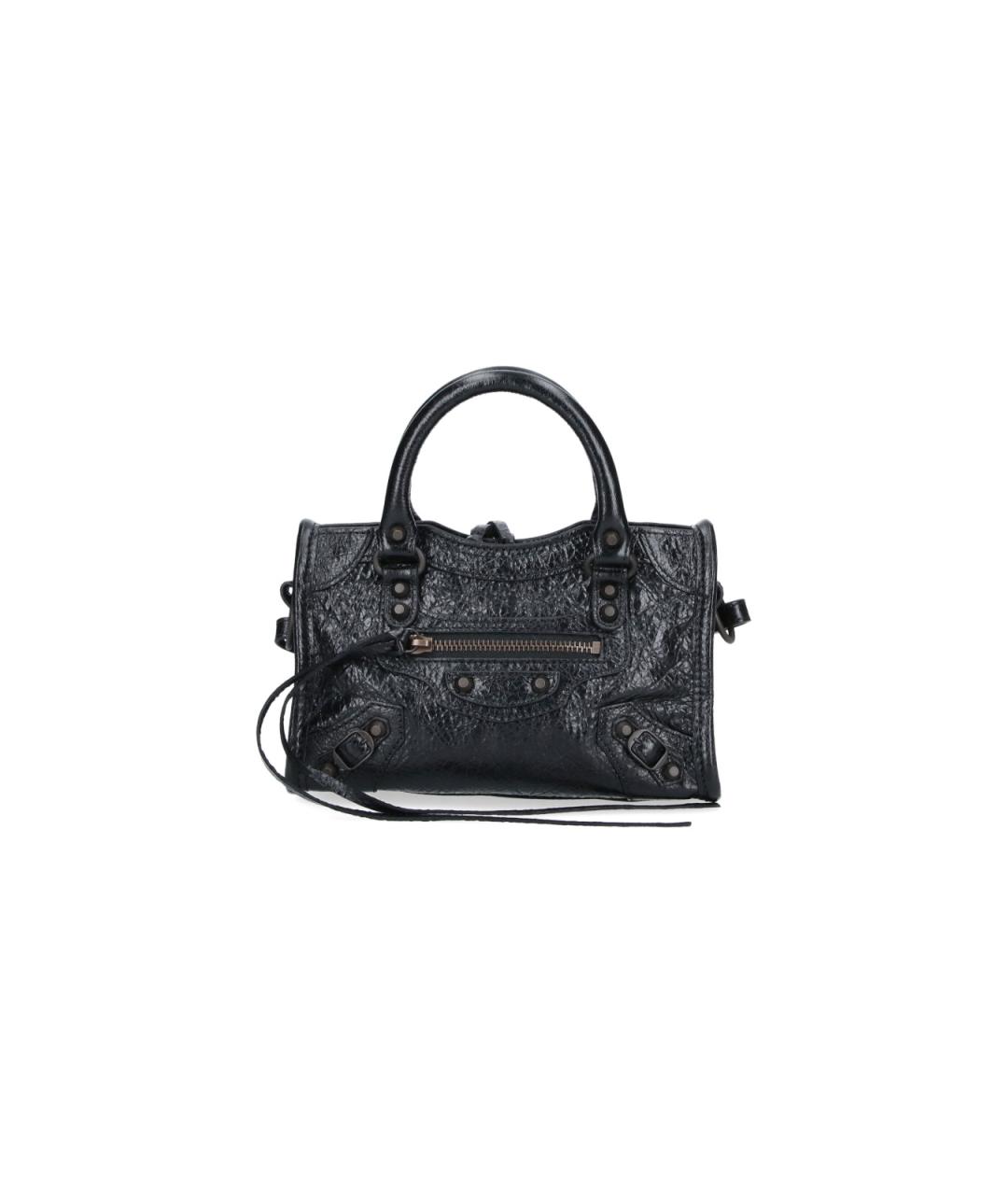 BALENCIAGA Черная кожаная сумка тоут, фото 6