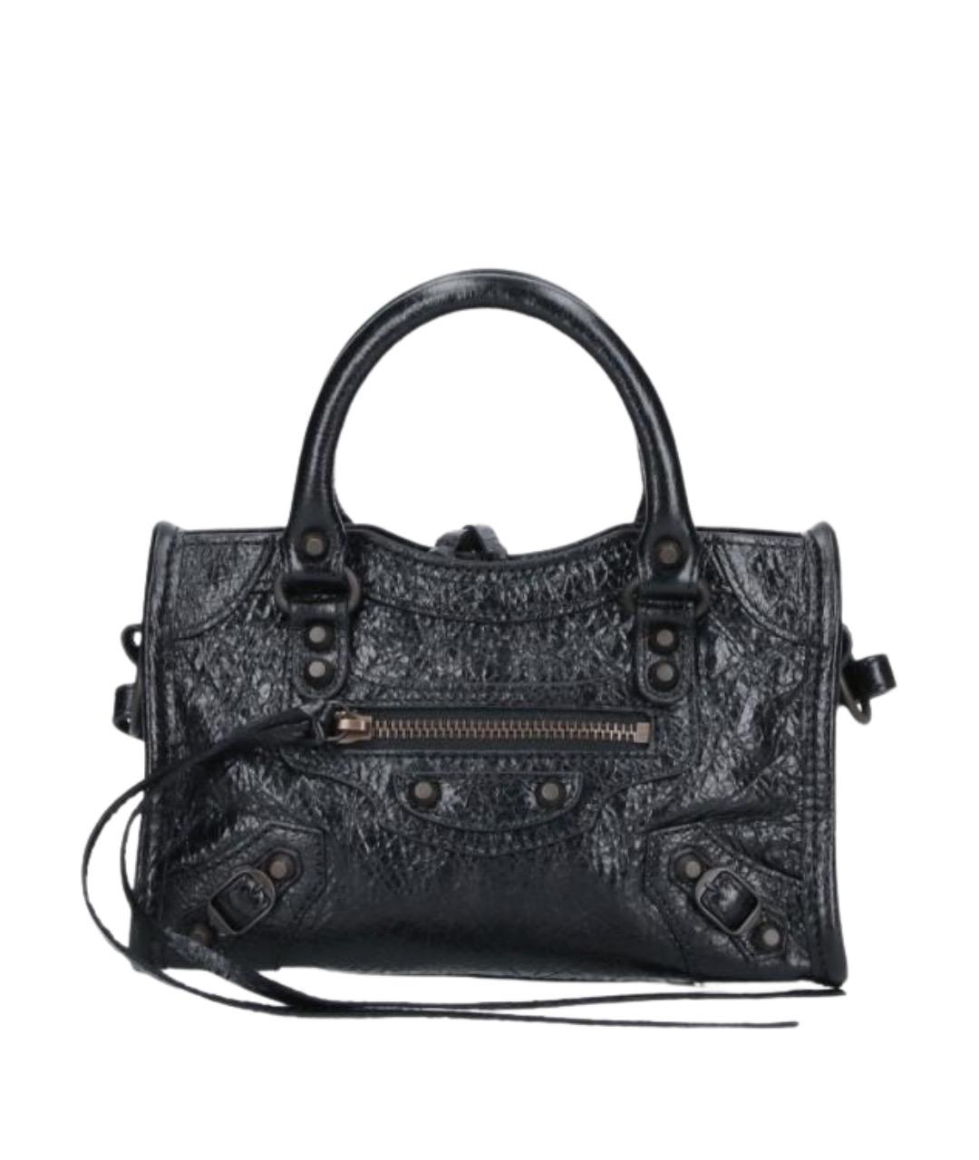 BALENCIAGA Черная кожаная сумка тоут, фото 1