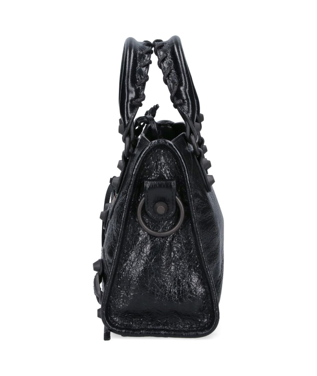 BALENCIAGA Черная кожаная сумка тоут, фото 5