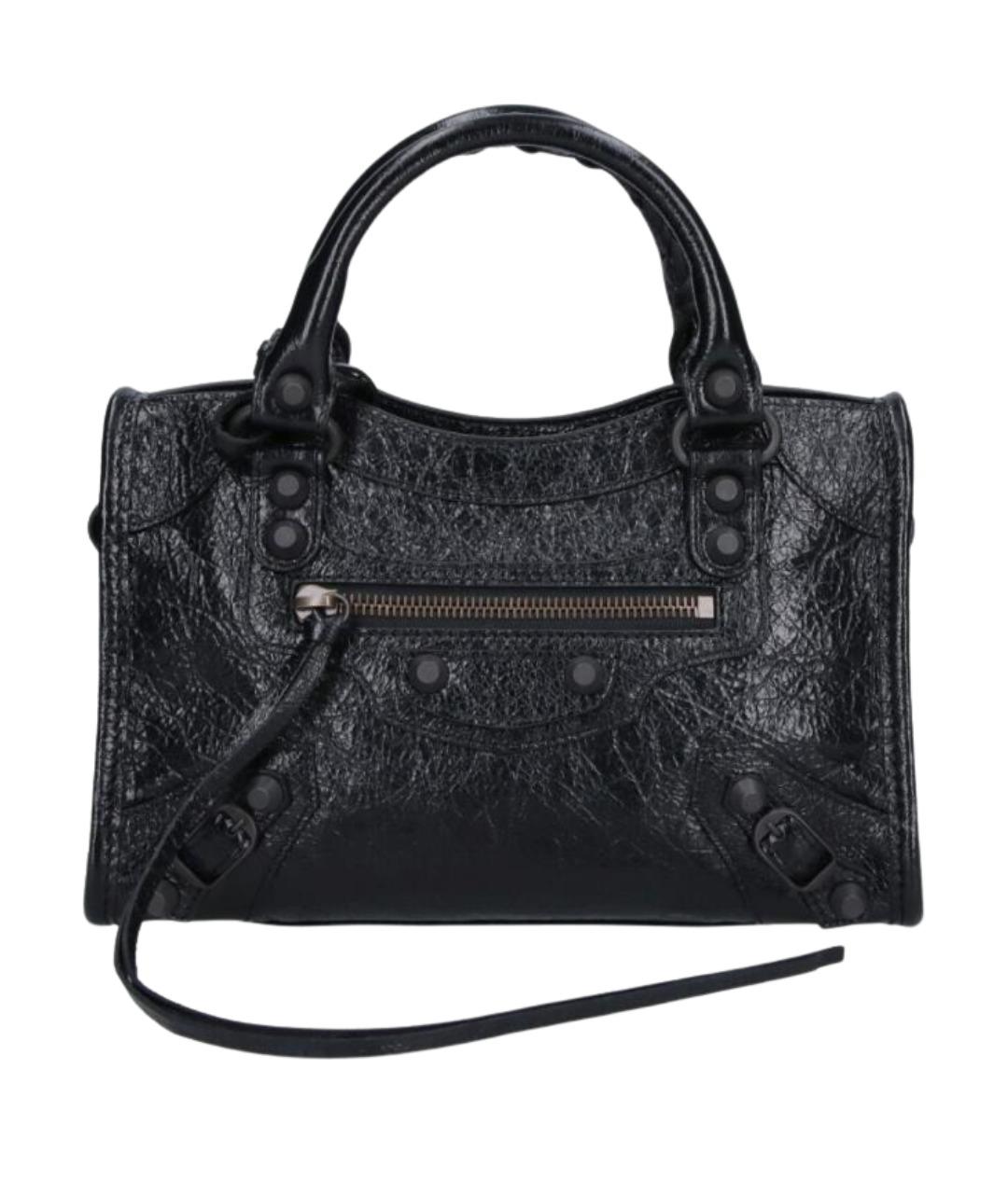 BALENCIAGA Черная кожаная сумка тоут, фото 1