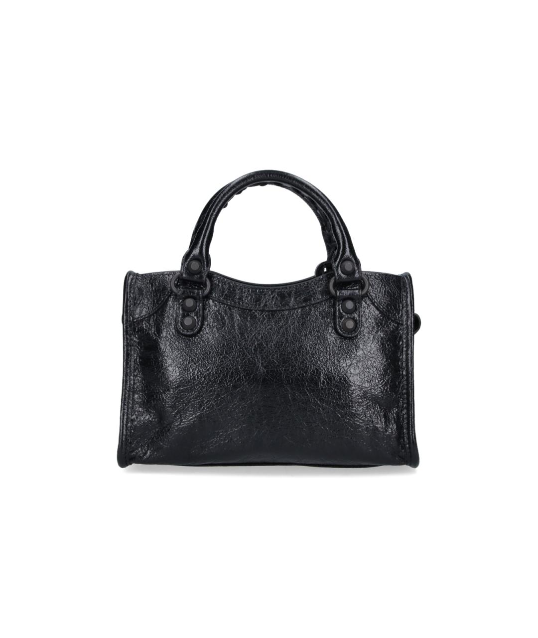 BALENCIAGA Черная кожаная сумка тоут, фото 3