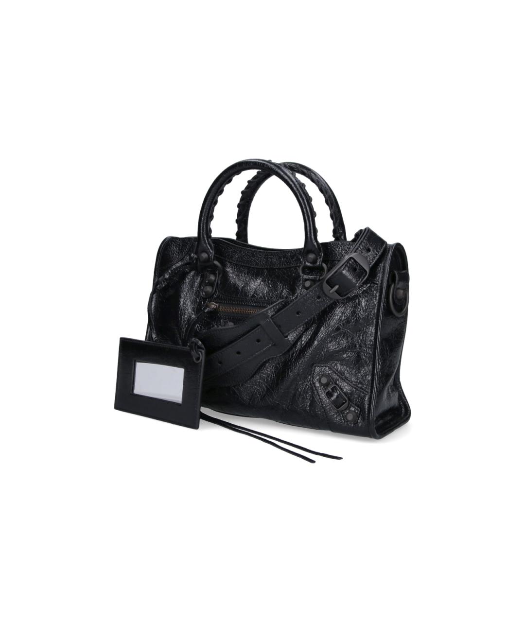 BALENCIAGA Черная кожаная сумка тоут, фото 2