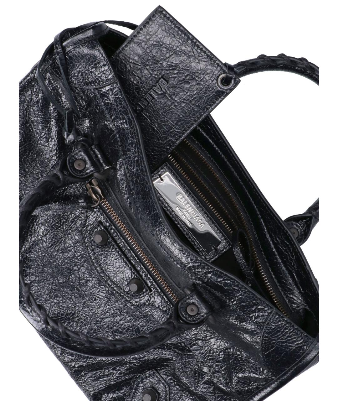 BALENCIAGA Черная кожаная сумка тоут, фото 4