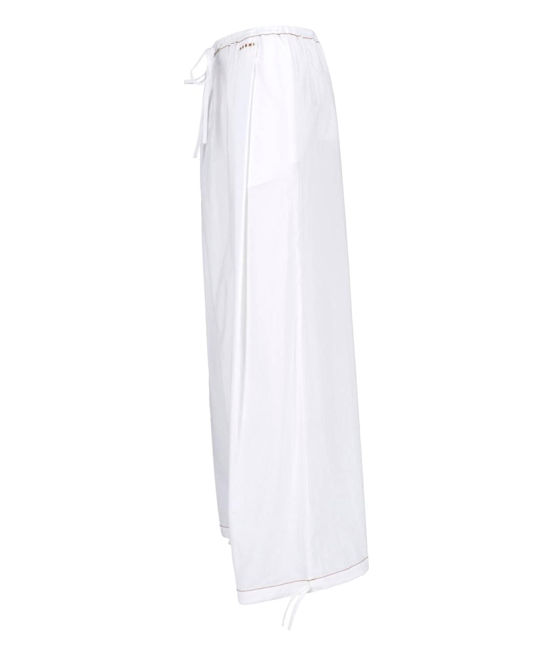 MARNI Белые хлопковые прямые брюки, фото 3