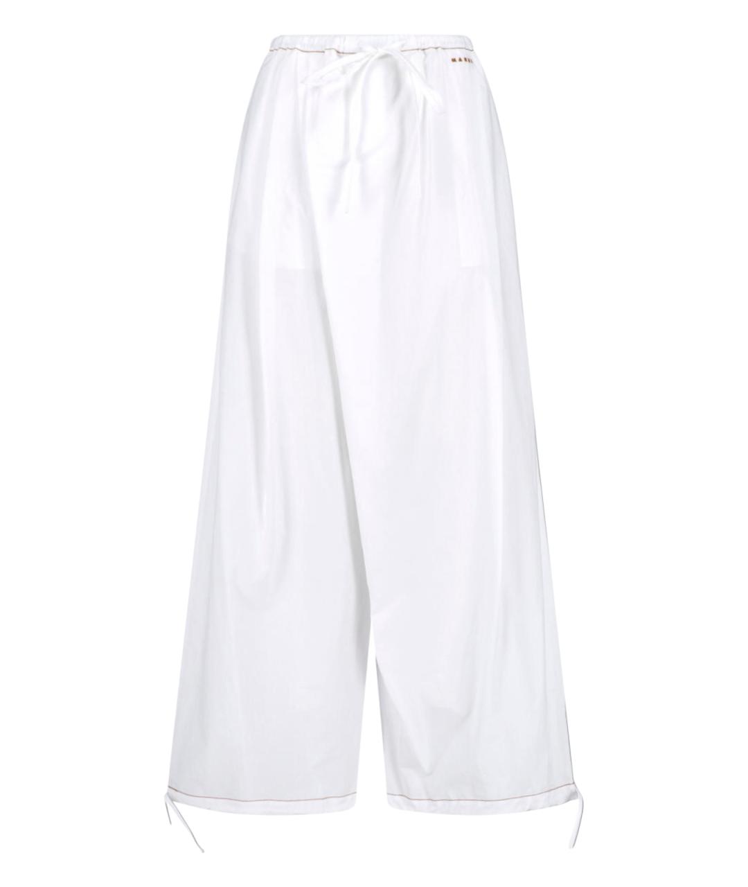 MARNI Белые хлопковые прямые брюки, фото 1