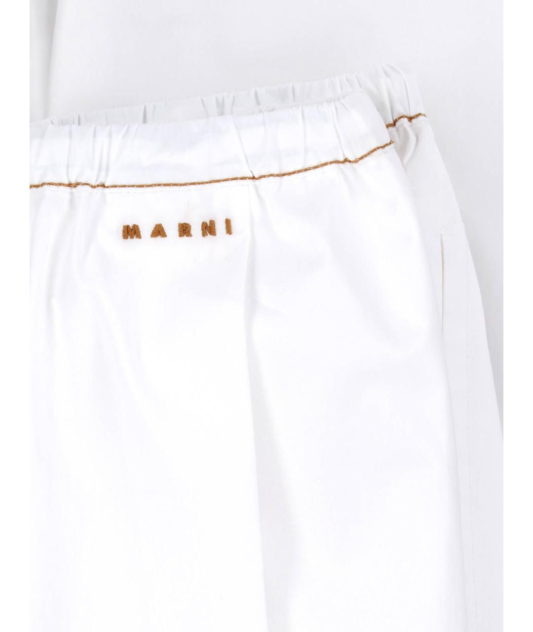 MARNI Белые хлопковые прямые брюки, фото 5
