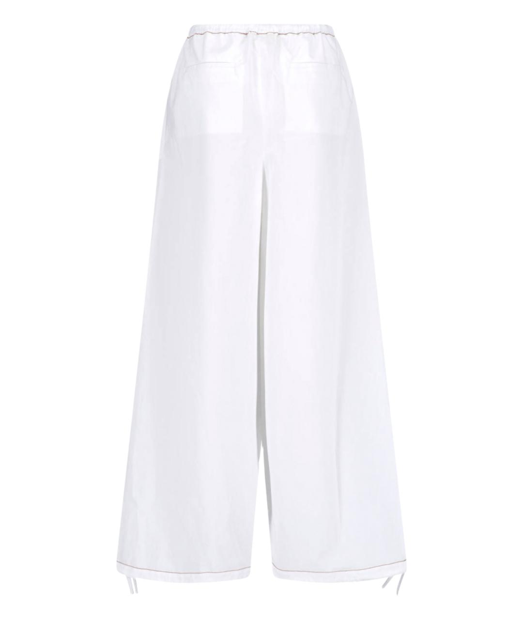 MARNI Белые хлопковые прямые брюки, фото 2