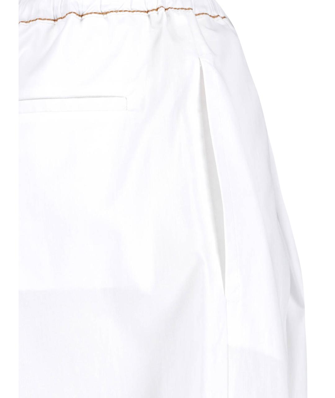 MARNI Белые хлопковые прямые брюки, фото 4