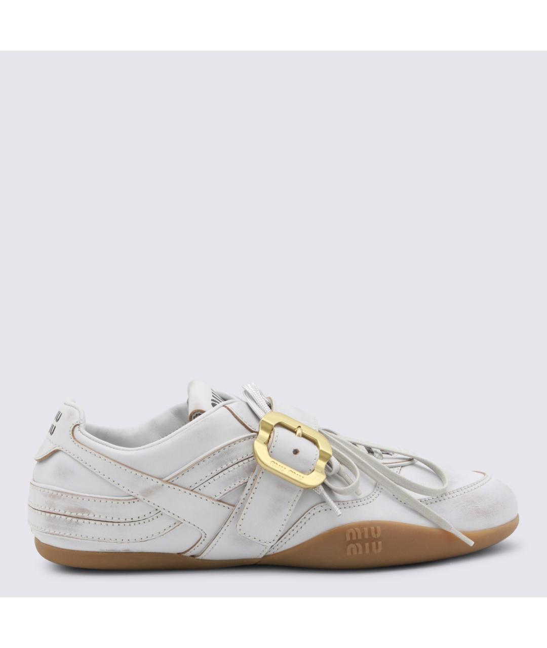 MIU MIU Белые кожаные кроссовки, фото 5
