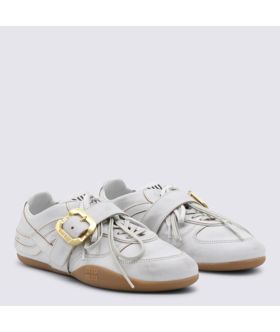 MIU MIU Белые кожаные кроссовки, фото 2