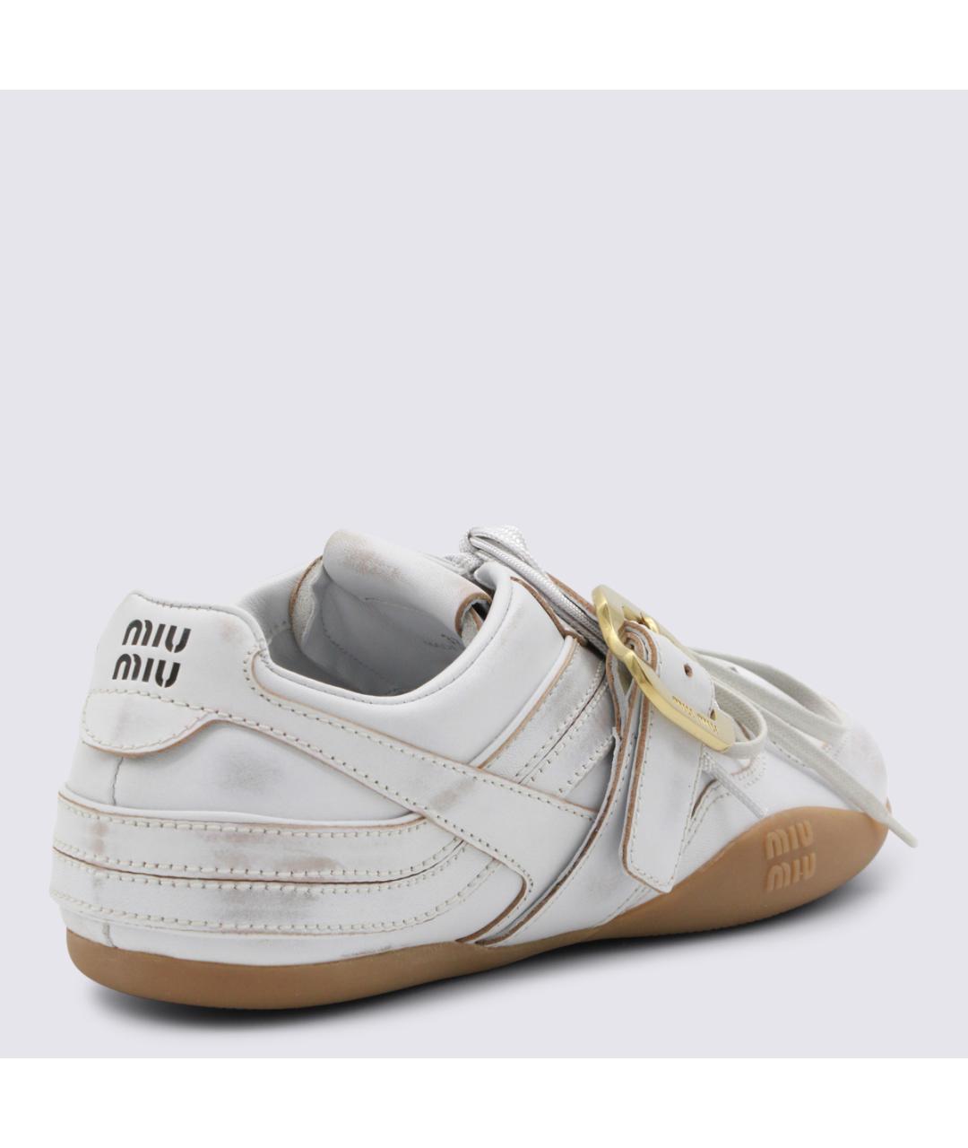 MIU MIU Белые кожаные кроссовки, фото 3