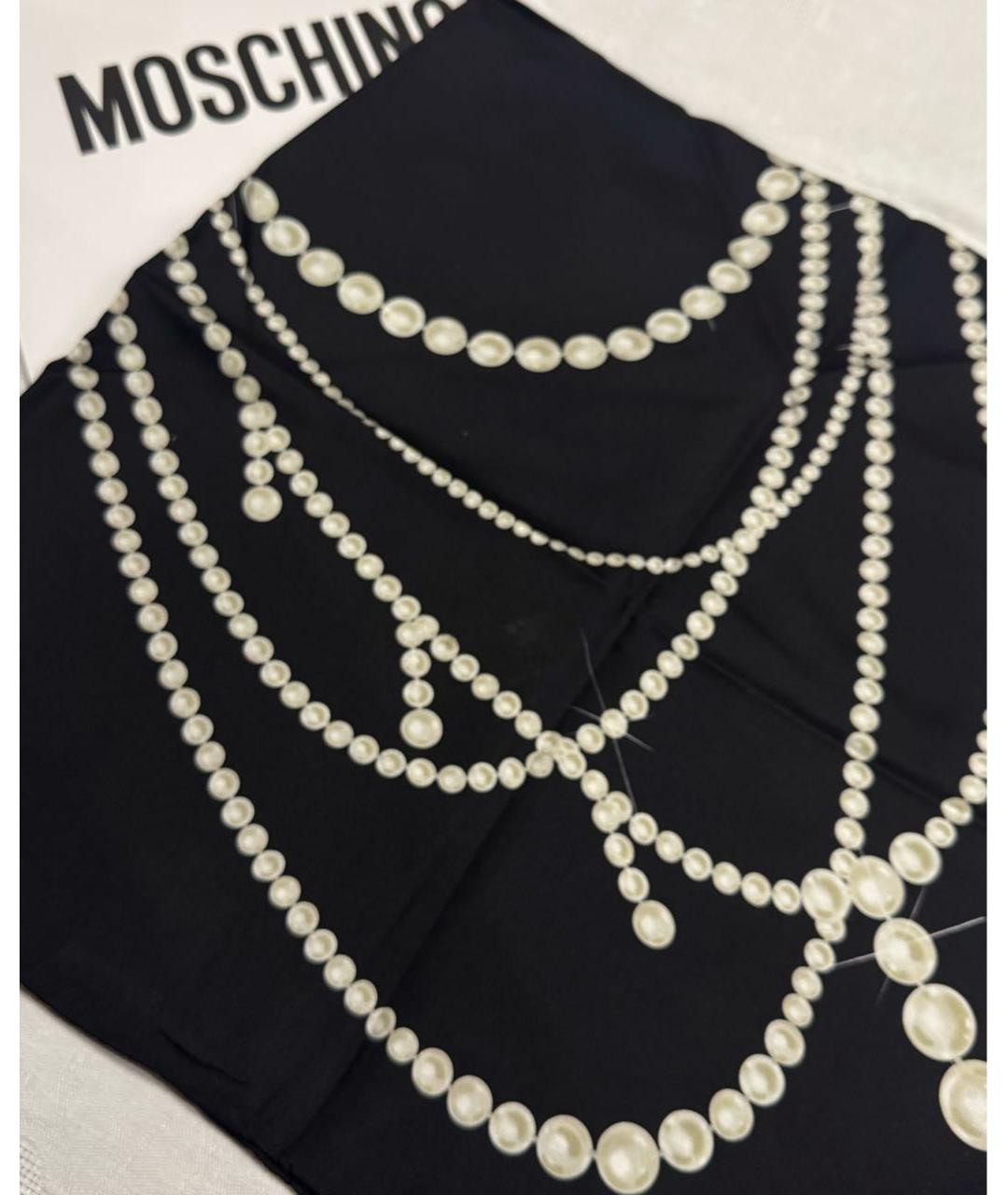 MOSCHINO Черный шелковый платок, фото 2