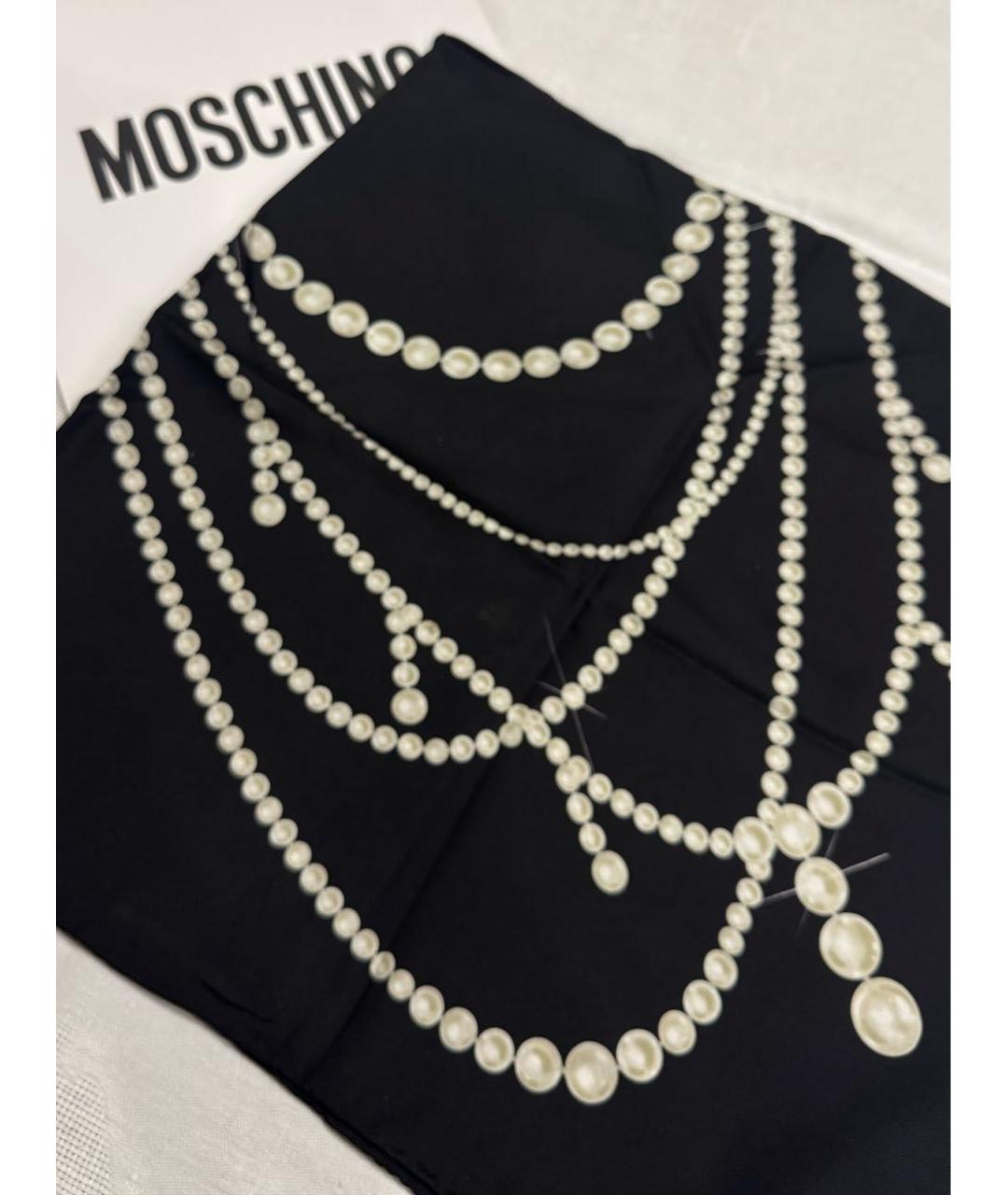 MOSCHINO Черный шелковый платок, фото 3