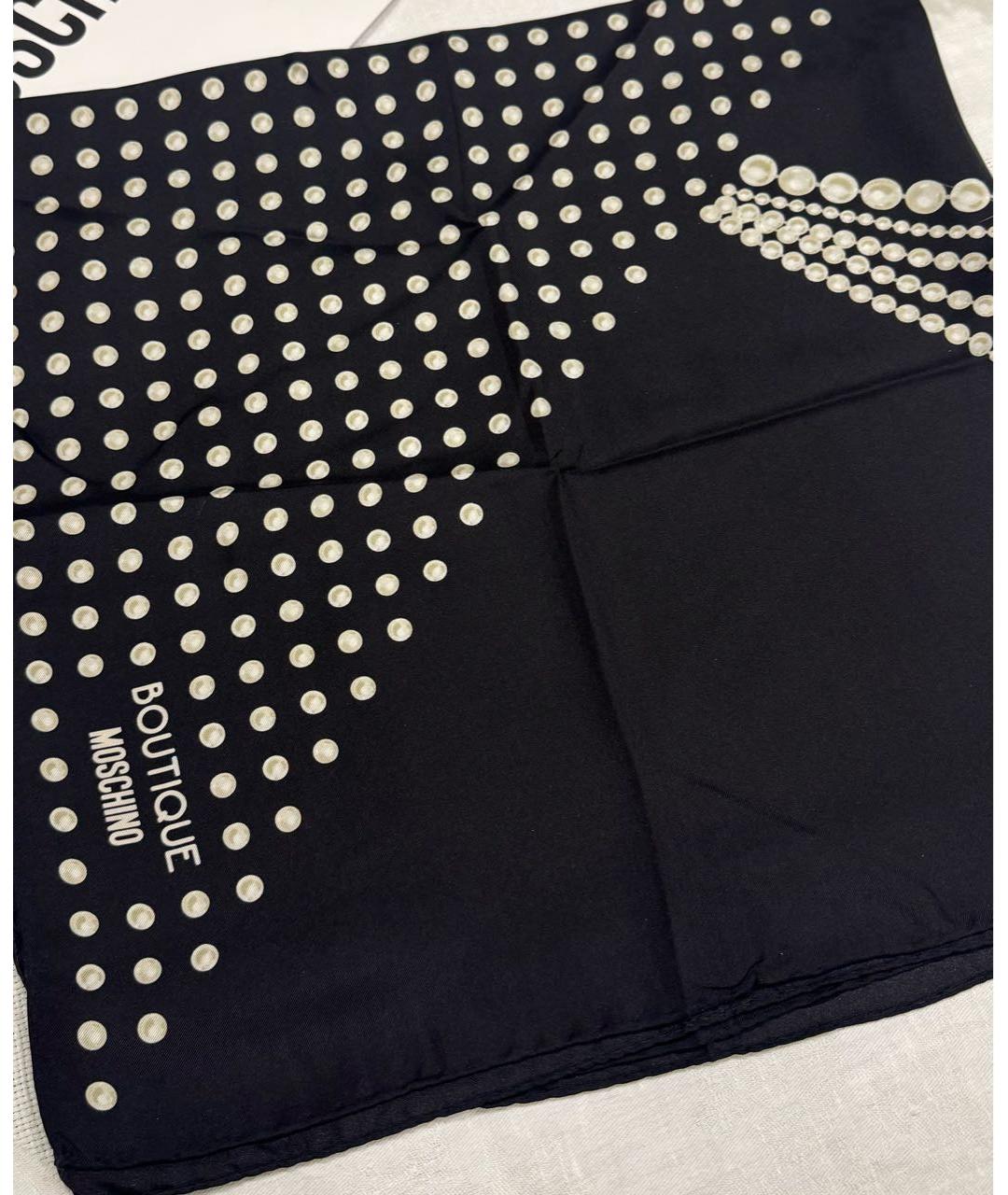 MOSCHINO Черный шелковый платок, фото 5