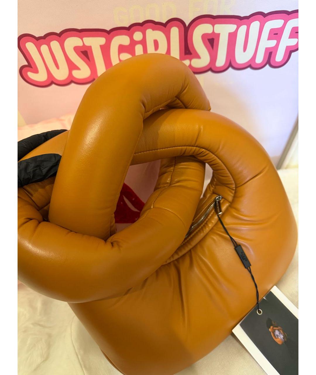 A.W.A.K.E. MODE Коричневая сумка с короткими ручками из искусственной кожи, фото 5