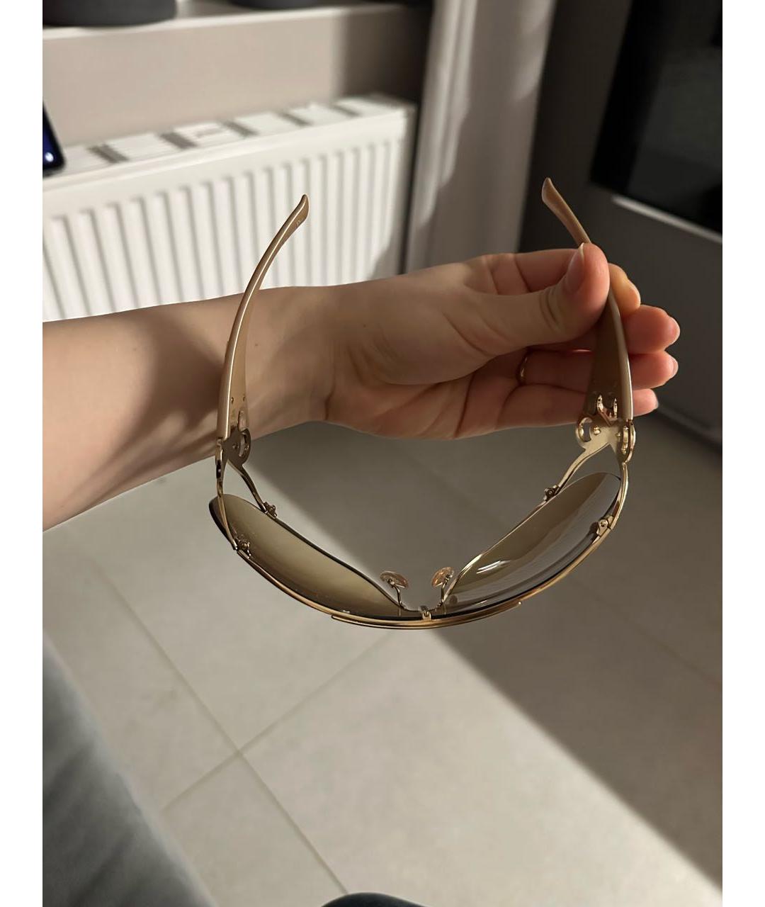 CHRISTIAN DIOR Бежевые металлические солнцезащитные очки, фото 7