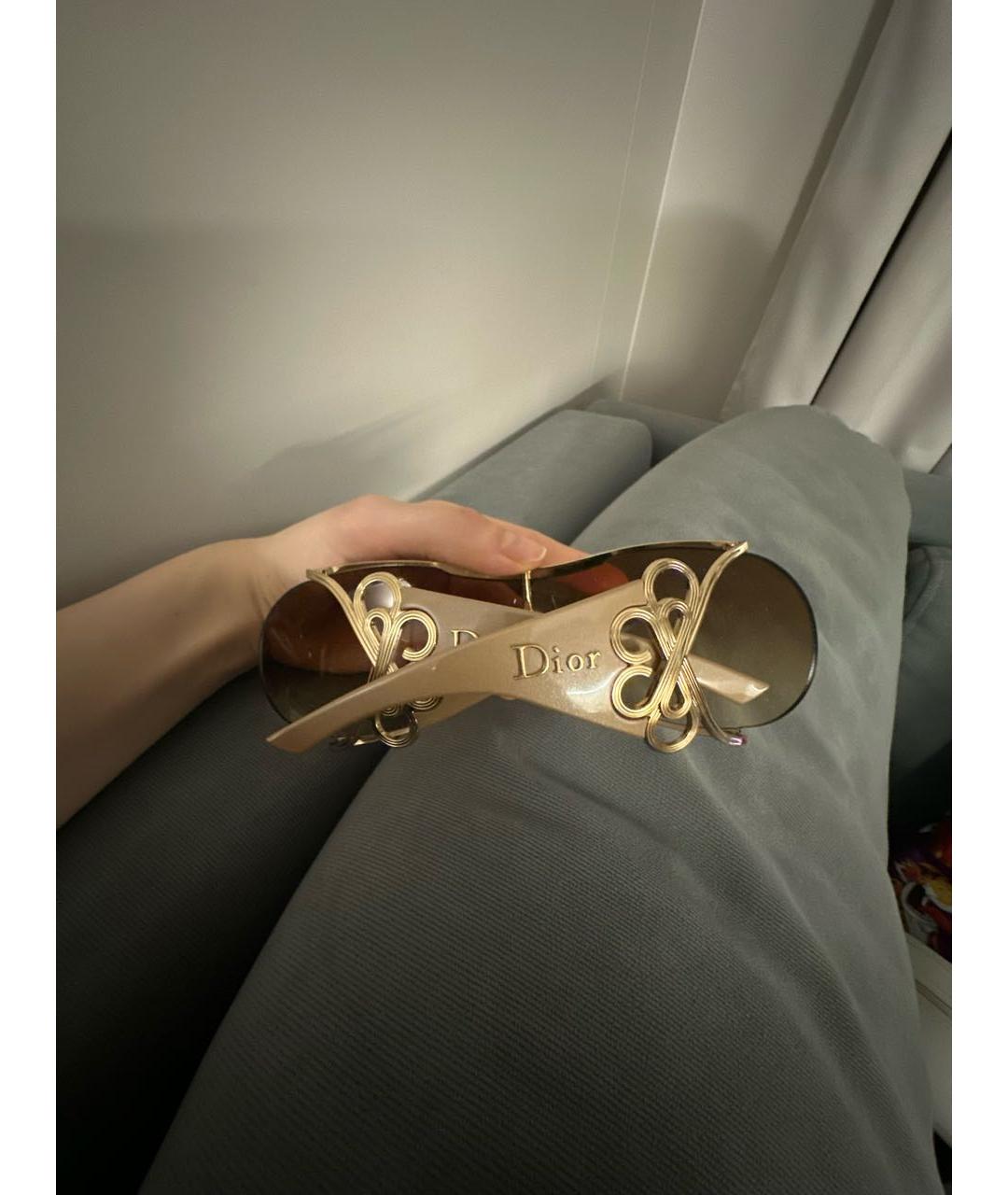CHRISTIAN DIOR Бежевые металлические солнцезащитные очки, фото 5
