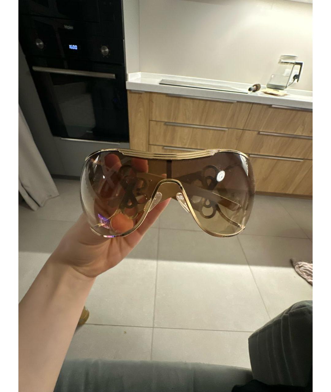 CHRISTIAN DIOR Бежевые металлические солнцезащитные очки, фото 8
