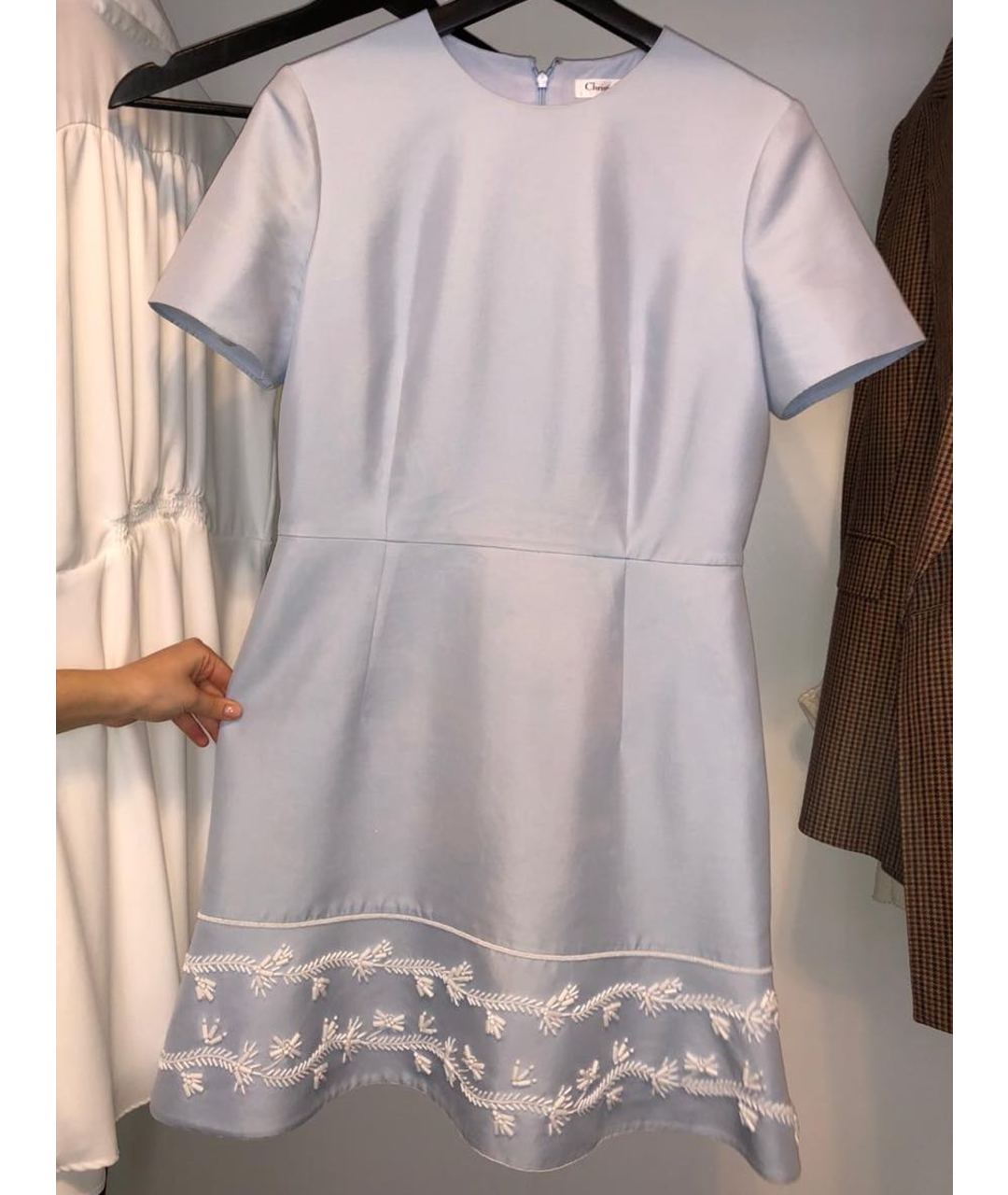 CHRISTIAN DIOR PRE-OWNED Голубое хлопковое коктейльное платье, фото 8