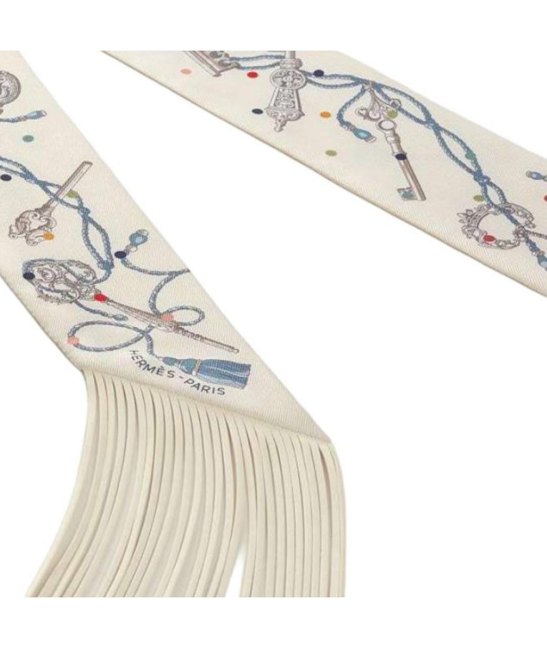 HERMES Бежевый шелковый шарф, фото 2