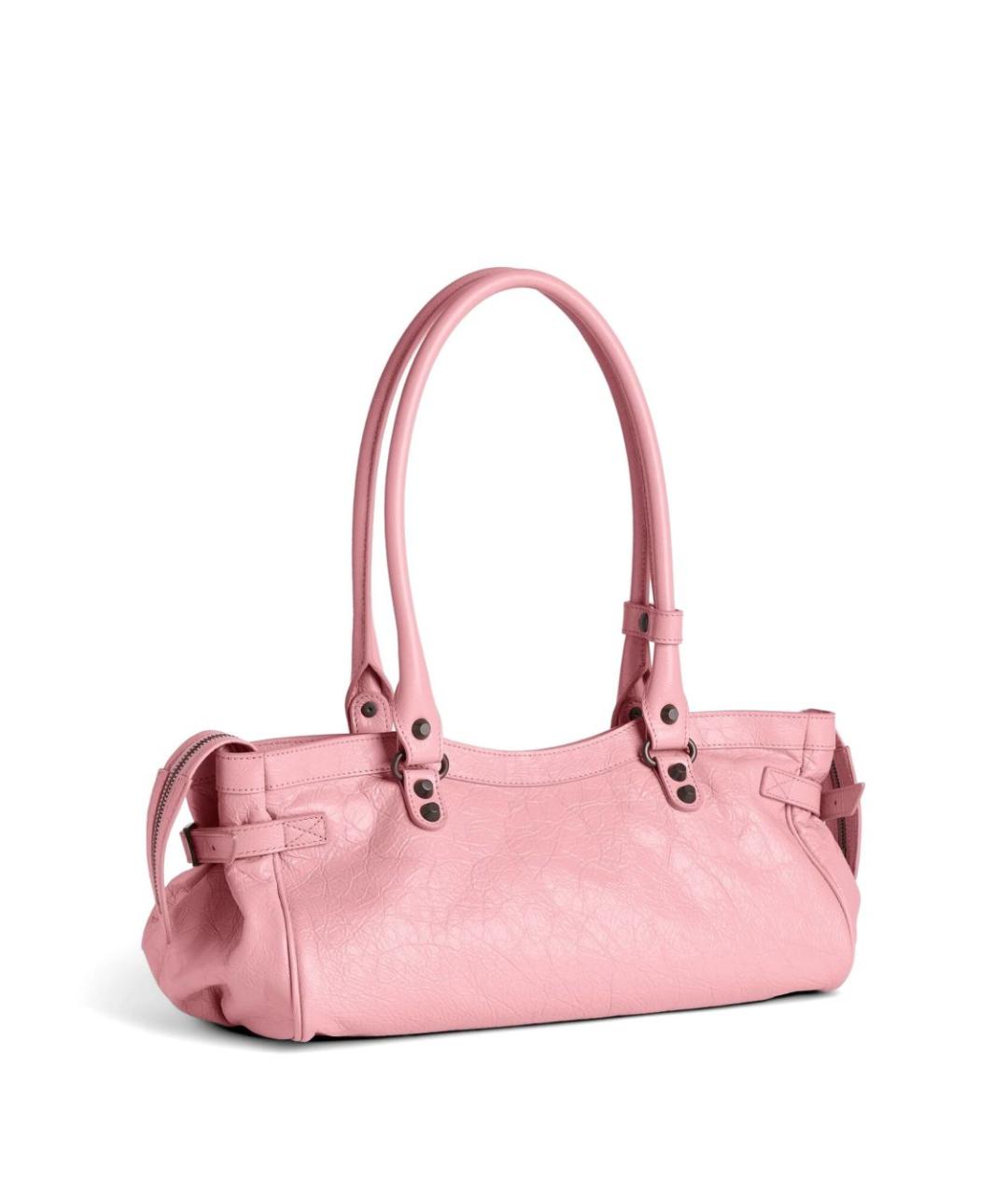 BALENCIAGA Розовая кожаная сумка с короткими ручками, фото 3