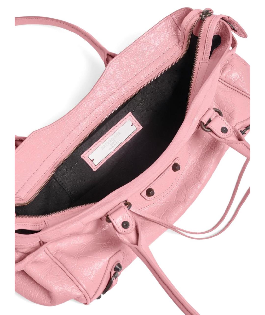 BALENCIAGA Розовая кожаная сумка с короткими ручками, фото 4