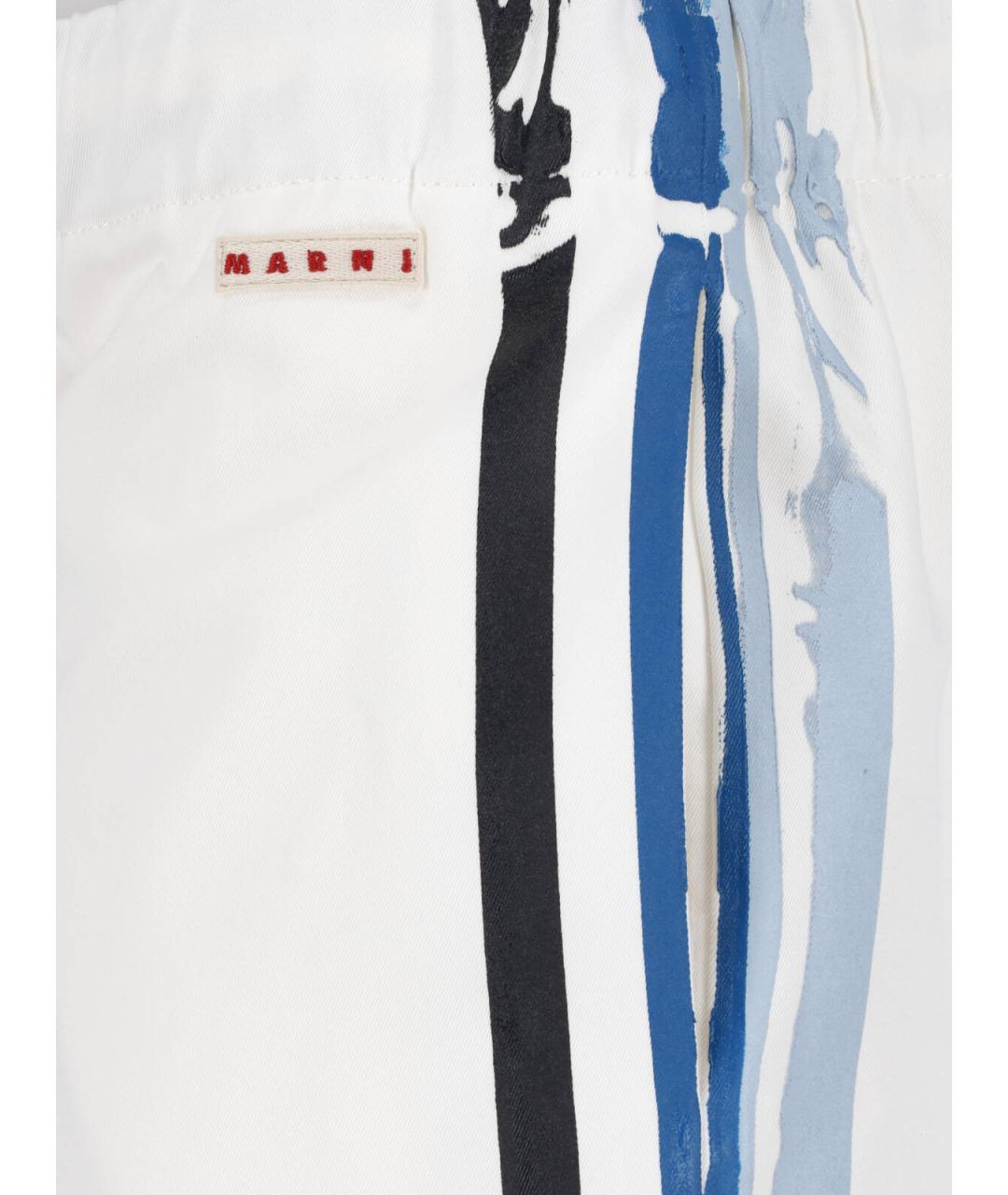 MARNI Белые хлопковые прямые брюки, фото 5