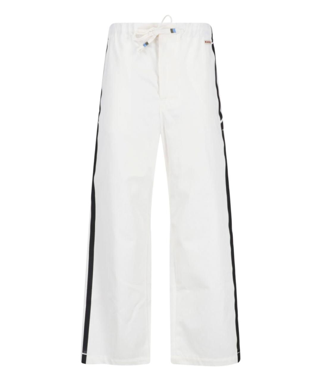 MARNI Белые хлопковые прямые брюки, фото 1