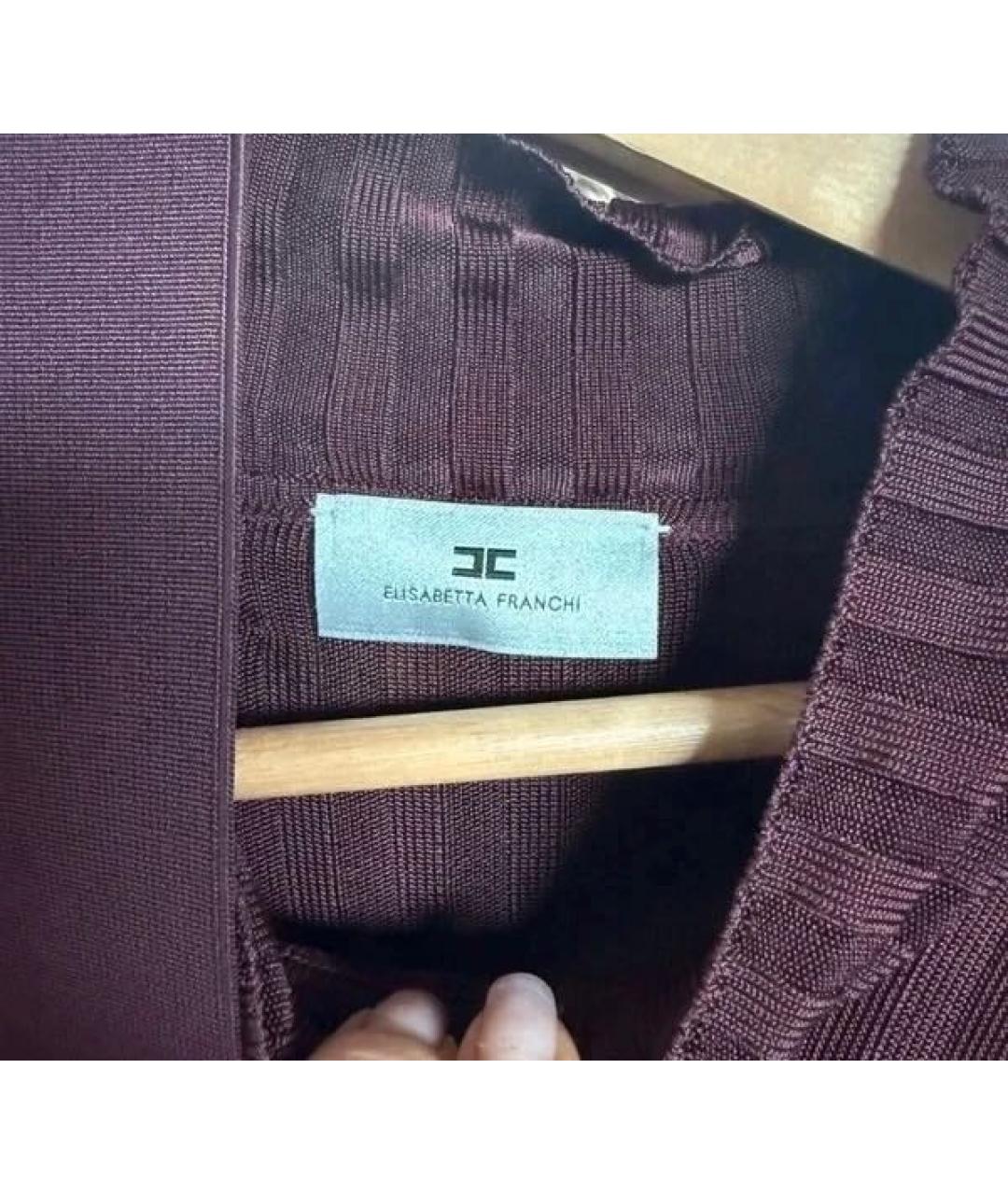 ELISABETTA FRANCHI Бордовое вискозное платье, фото 4