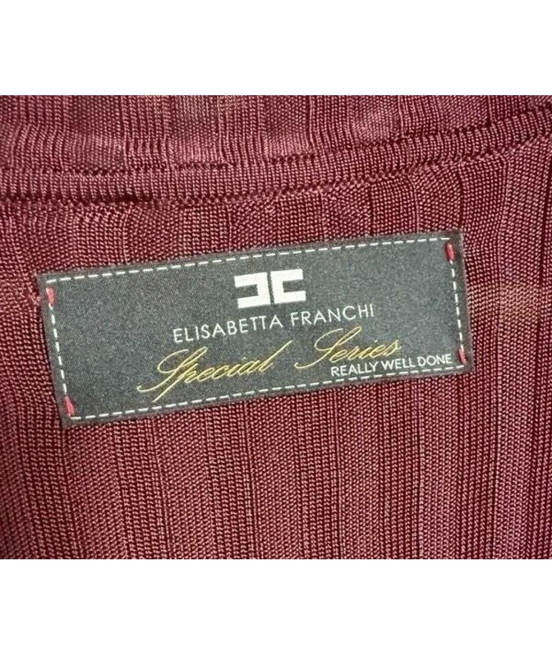 ELISABETTA FRANCHI Бордовое вискозное платье, фото 5