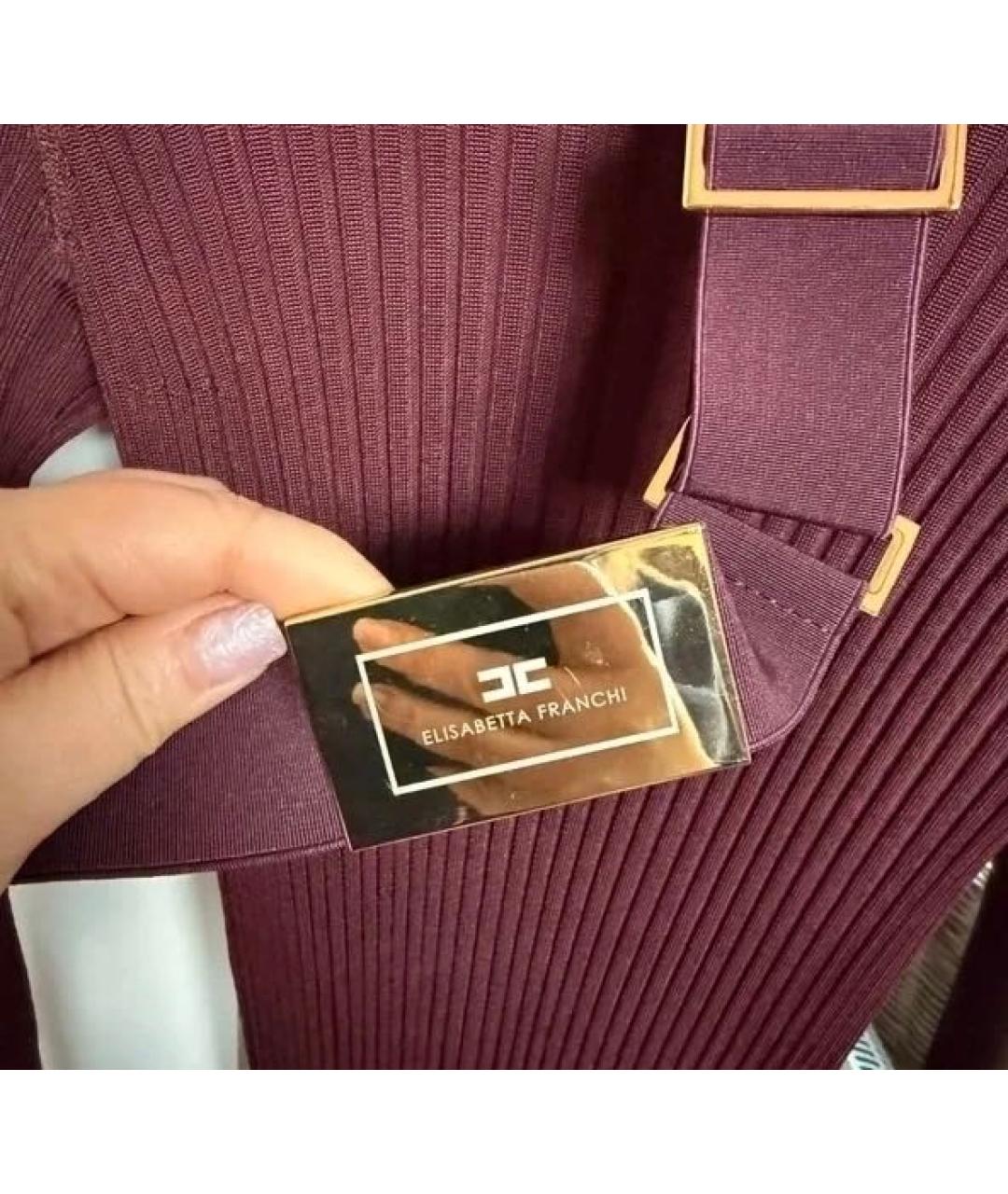 ELISABETTA FRANCHI Бордовое вискозное платье, фото 3